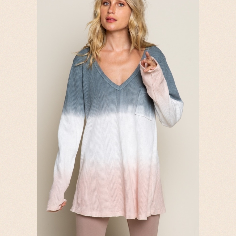 Aegean Salmon Ombré Hand Dyed Thermal Top